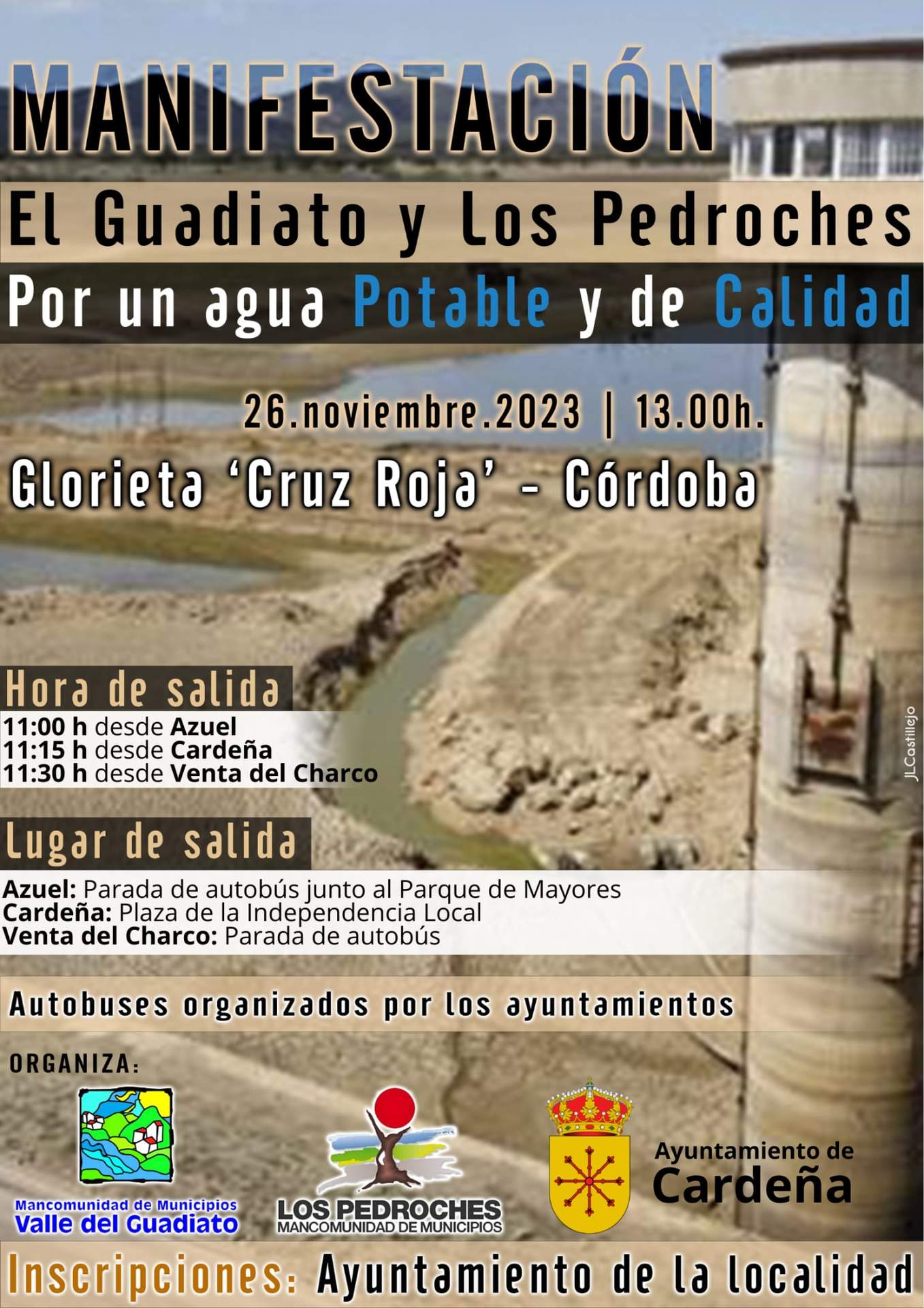 Cartel llamando a la a la movilización del Ayunyamiento de Cardeña
