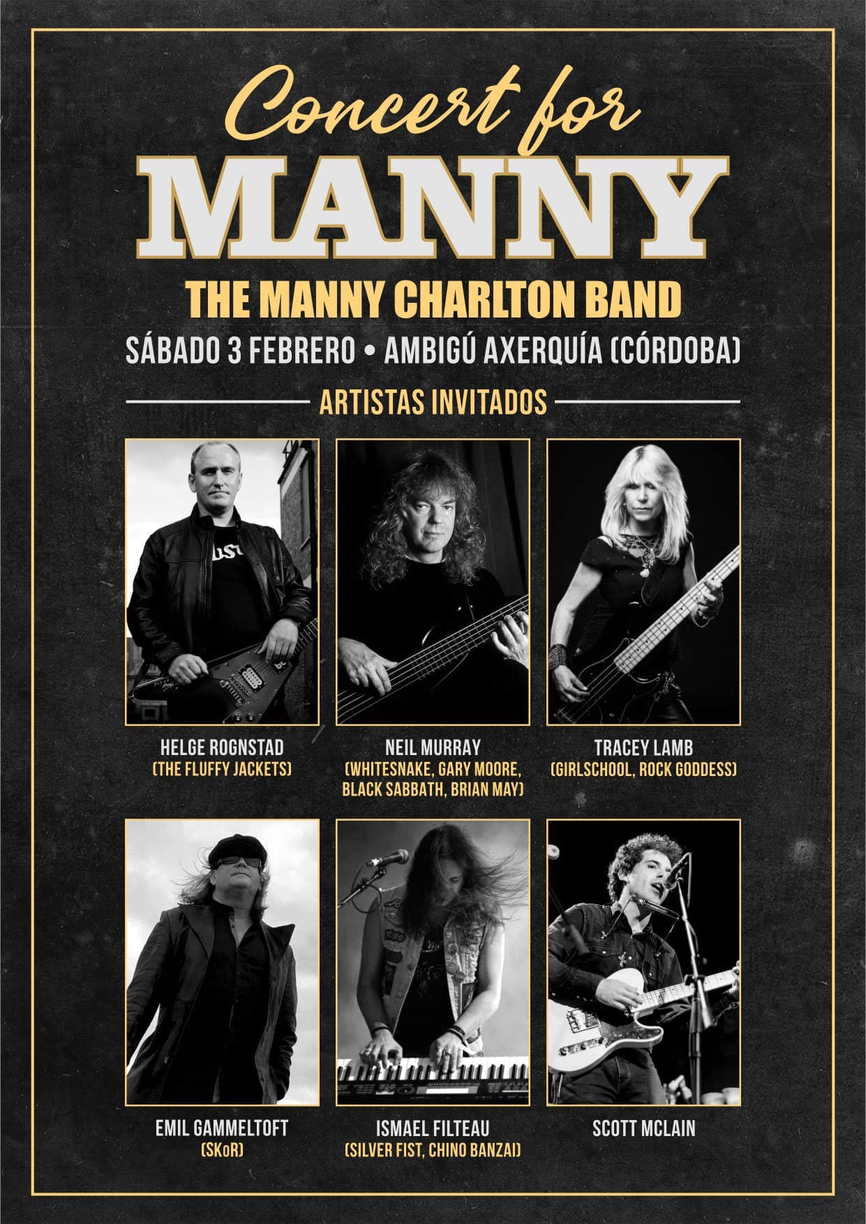 Cartel del concierto homenaje a Manny Charlton