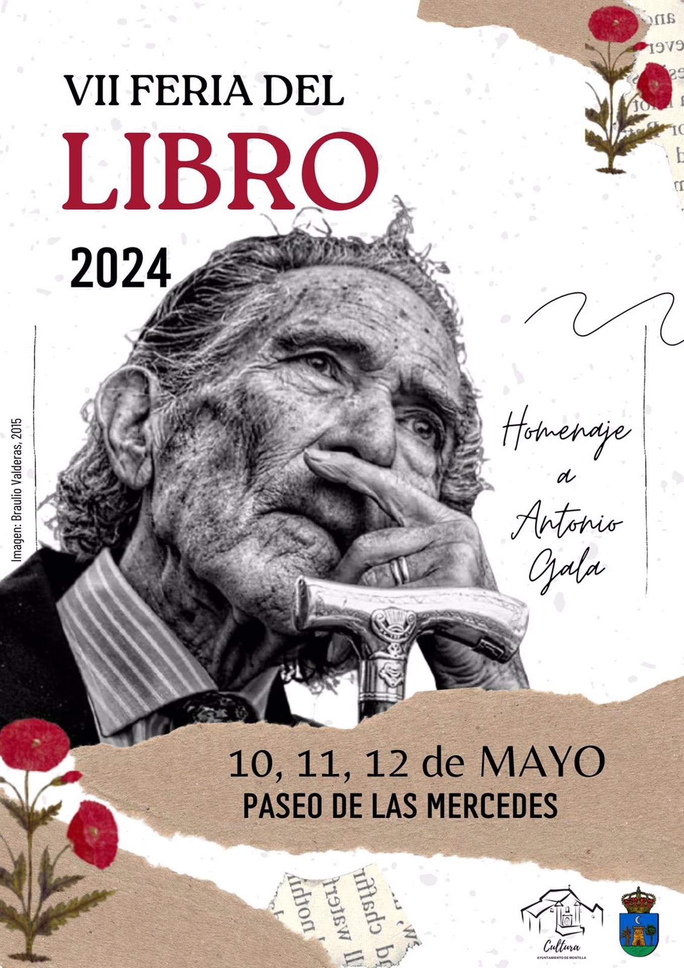 Cartel de la VII Feria del Libro de Montilla, que del 10 al 12 de mayo rinde homenaje al escritor cordobés Antonio Gala FOTO AYUNTAMIENTO DE MONTILLA