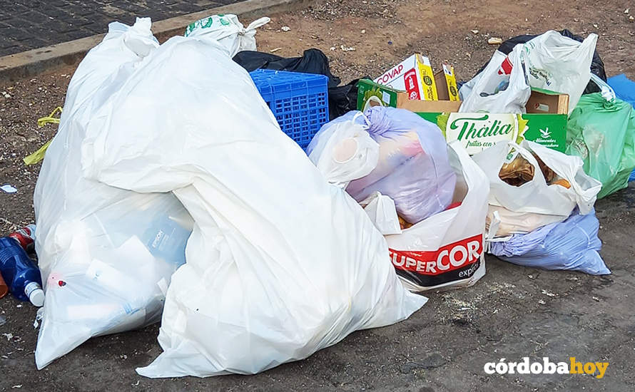 Basura en la acera de Las Moreras por falta de contenedores FOTO ANDALUCÍA ENTRE TD@S