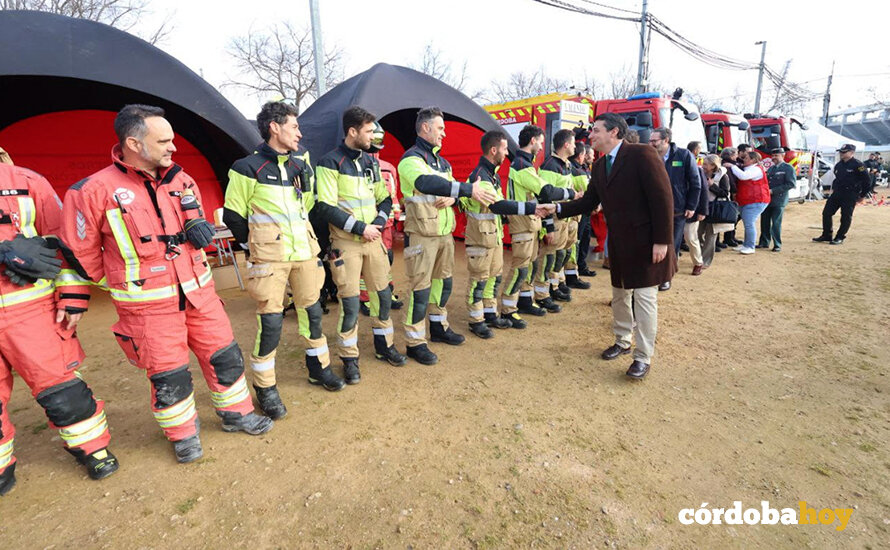 Participantes y medios materiales desplegados en el macrosimulacro de Juanma explosión de gas en la Feria FOTO AYUNTAMIENTO DE CÓRDOBA