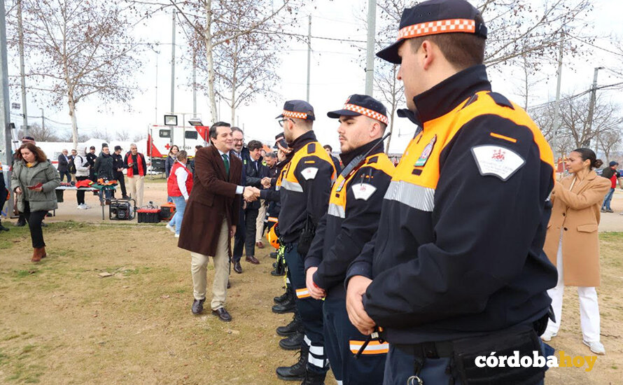 Participantes y medios materiales desplegados en el macrosimulacro de Juanma explosión de gas en la Feria FOTO AYUNTAMIENTO DE CÓRDOBA