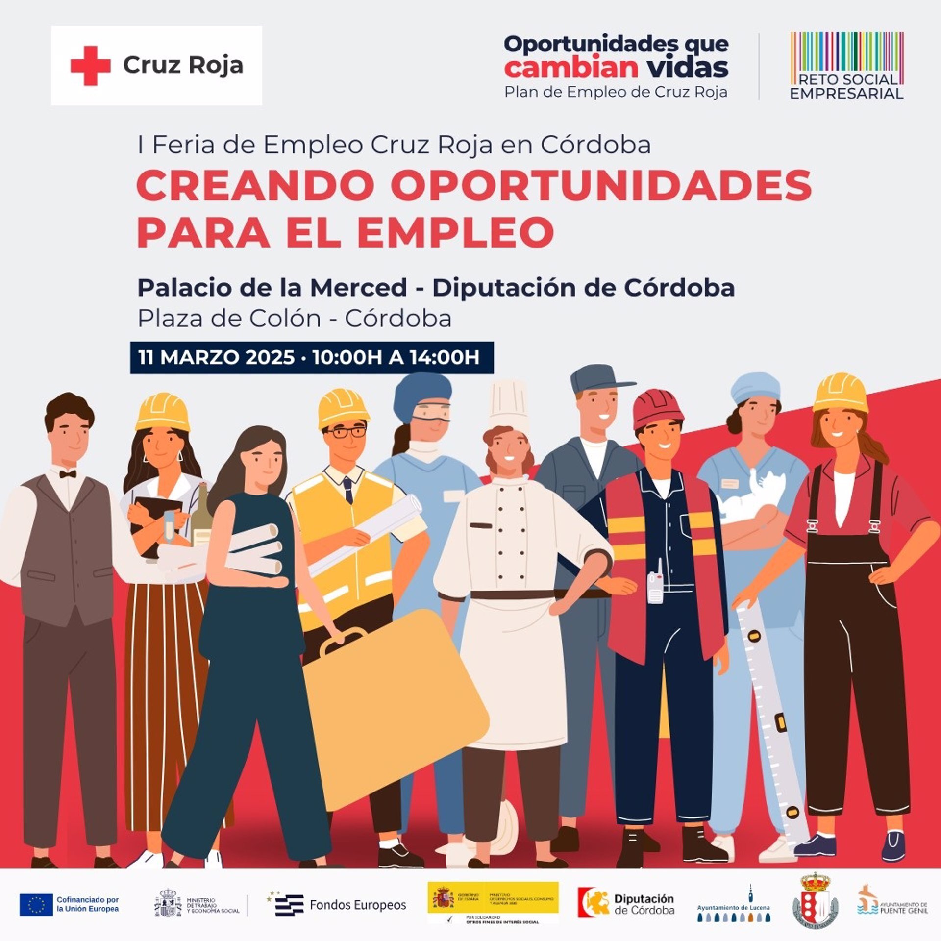 Cartel de la I Feria de Empleo de Cruz Roja en Córdoba