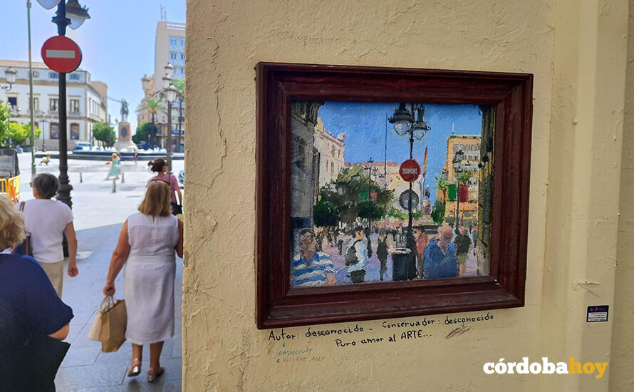 Cuadro pintado en Las Tendillas sobre la Plaza FOTO NODO CORDUBA