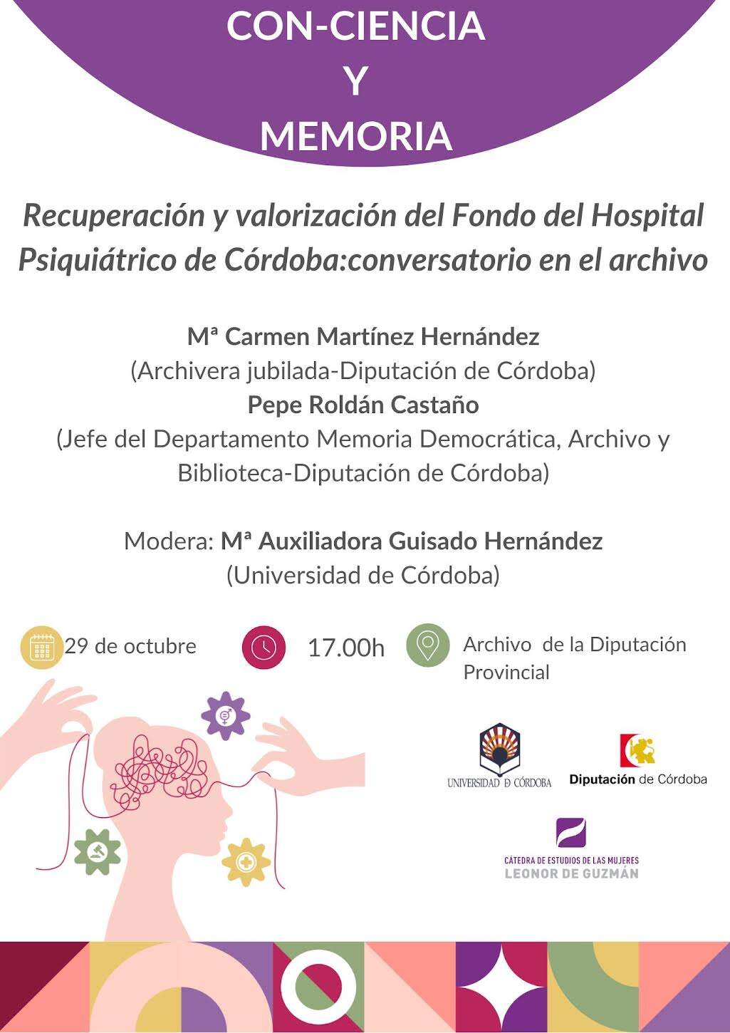 Cartel de 'Recuperación y valorización del Fondo del Hospital
Psiquiátrico de Córdoba: Conversatorio en el archivo'