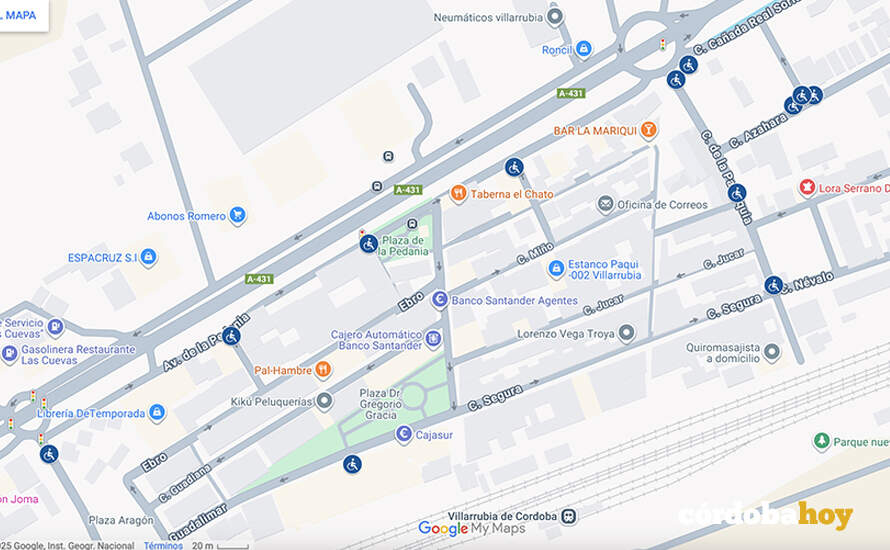 Mapa con parte de las actuaciones de accesibilidad llevadas a cabo en la barriada de Villarrubia FOTO WEB DEL AYUNTAMIENTO