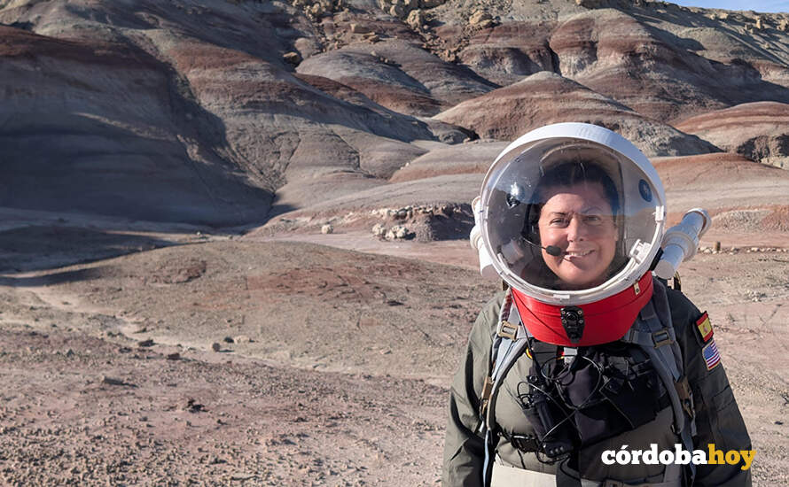 Mariló Torres en la misión espacial análoga en la Mars Desert Research Station ubicada en el desierto del Sur de Utah FOTO MARILÓ TORRES
