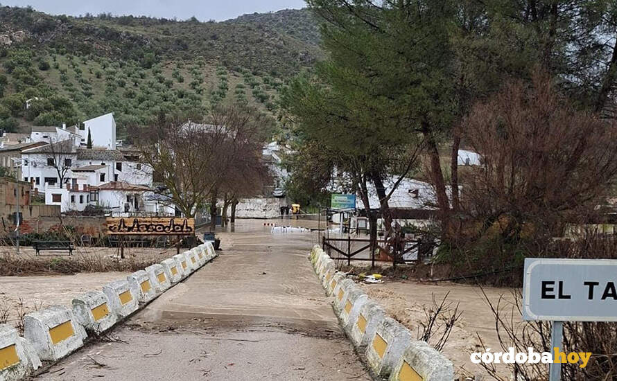 Núcleo urbano de El Tarajal, en Priego de Córdoba, inundado FOTO DIPUTACIÓN DE CÓRDOBA