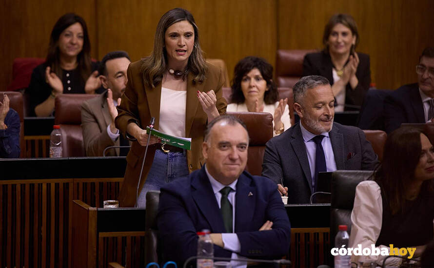 La vicesecretaria general y portavoz del PSOE-A en el Parlamento andaluz, María Márquez, en el Pleno del Parlamento, en una imagen de archivo FOTO PSOE-A