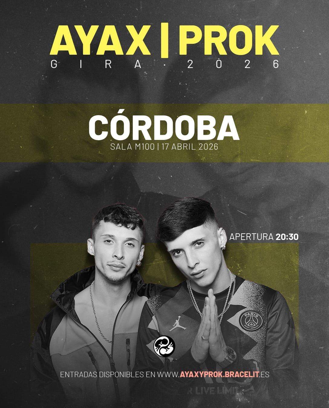 Cartel del concierto de Ayax y Prok en la Sala M100 de Córdoba