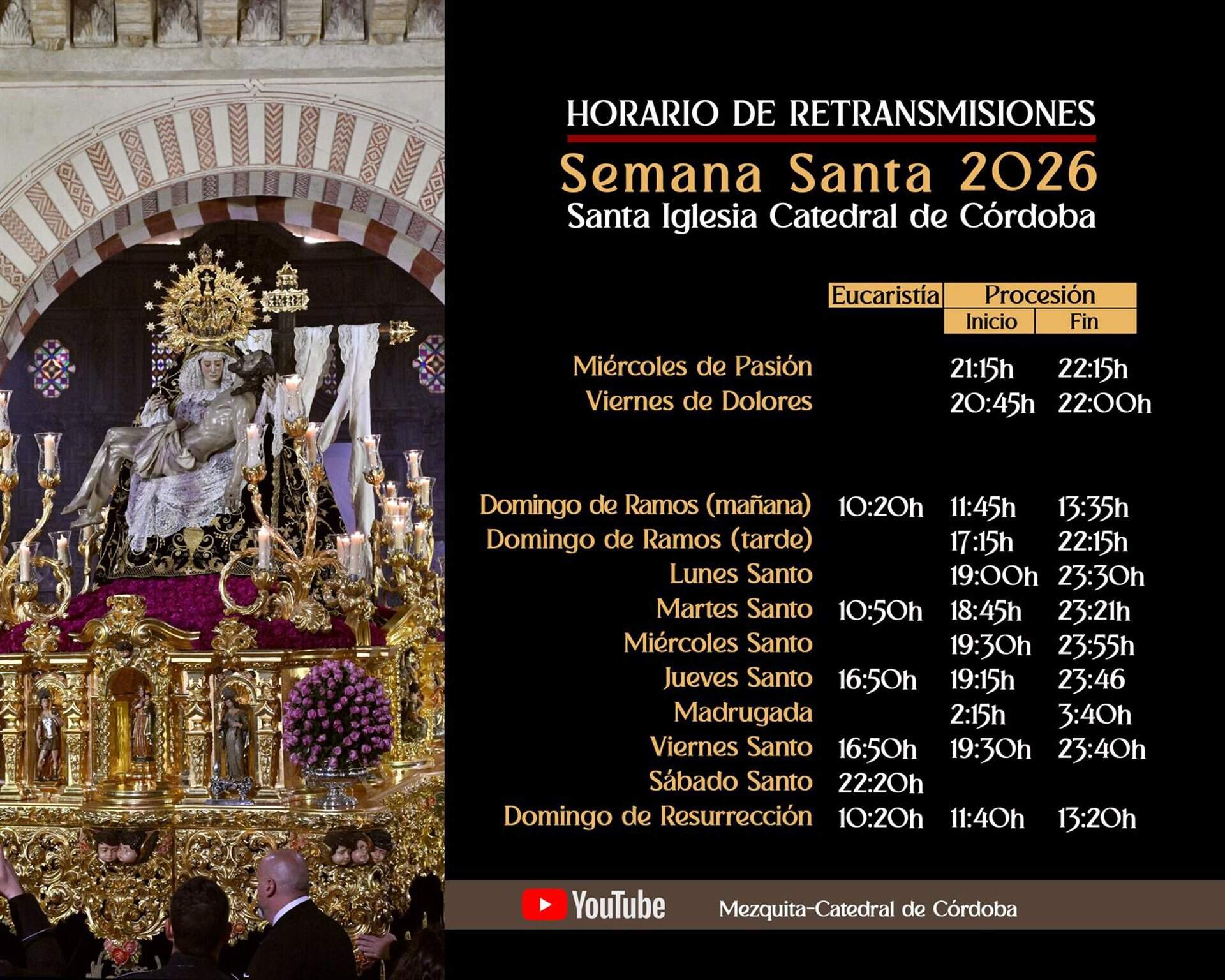 Horario de las retransmisiones de la Semana Santa de Córdoba IMAGEN CABILDO CATEDRAL DE CÓRDOBA